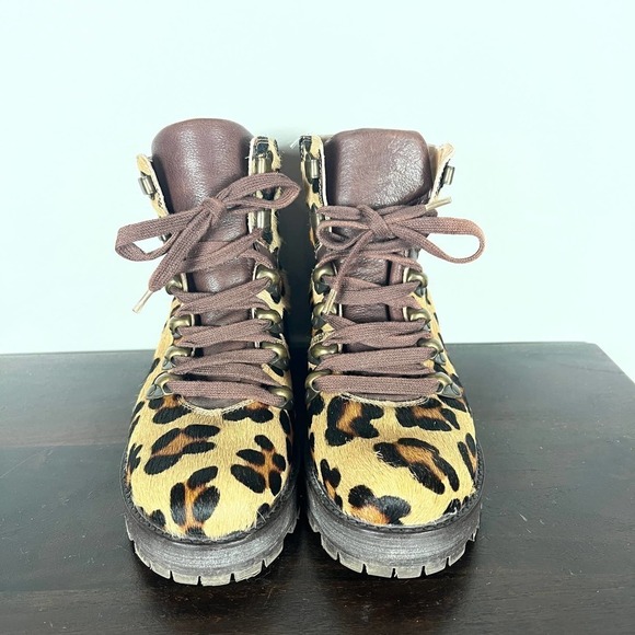 FREE PEOPLE LEOPARD‎ CALF HAIR COMBAT BOOTS WOMEN'S SIZE 37 - Picture 4 of 13